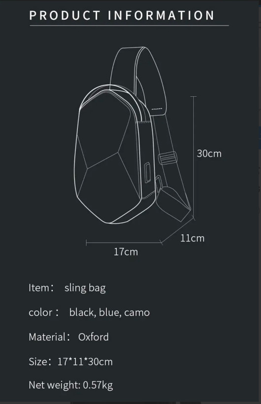کوله تک بند منشوری با ظرفیت 7.9 اینچ دارای پورت USB بنج BANGE BG-7213 PRISM CROSSBODY BAG